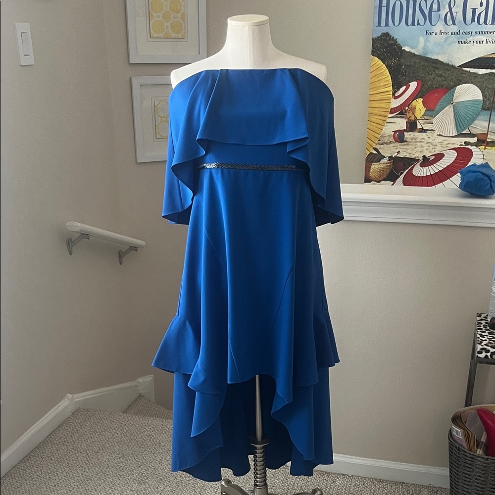 Halston Heritage Royal Blue High Low Dress